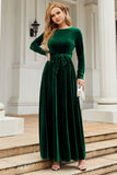 Lange Mouwen A Line Velvet Holiday Party Dress