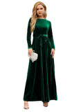 Lange Mouwen A Line Velvet Holiday Party Dress