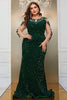 Afbeelding in Gallery-weergave laden, Donkergroene zeemeermin Plus Size pailletten Prom jurk met Appliques