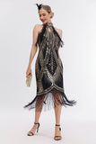Glitter Halter Franjes Gatsby Jurk met Mouwloos