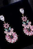 Roze Strass Teardrop Dangle Oorbellen