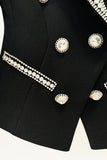 Modieuze Diamond Beaded Double Breasted Slim Women Blazer