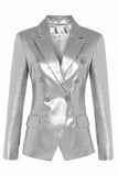 Zwarte PU Double Breasted Dames Blazer