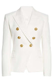 Witte Peak Revers Double Breasted Vrouwen Blazer