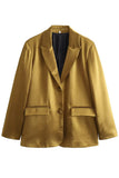 Gouden Lange Mouwen Dames Blazer