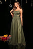 Afbeelding in Gallery-weergave laden, Sprankelende A-lijn spaghettibandjes legergroene formele jurk