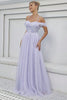 Afbeelding in Gallery-weergave laden, Tule A-lijn lila lange formele jurk
