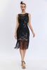 Afbeelding in Gallery-weergave laden, Sprankelende zwarte omzoomde jaren 1920 Gatsby jurk