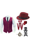 Zwart Single Breasted Heren Kostuumvest met Accessoires Set