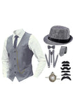 Zwart Single Breasted Heren Kostuumvest met Accessoires Set