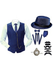 Zwart Single Breasted Heren Kostuumvest met Accessoires Set