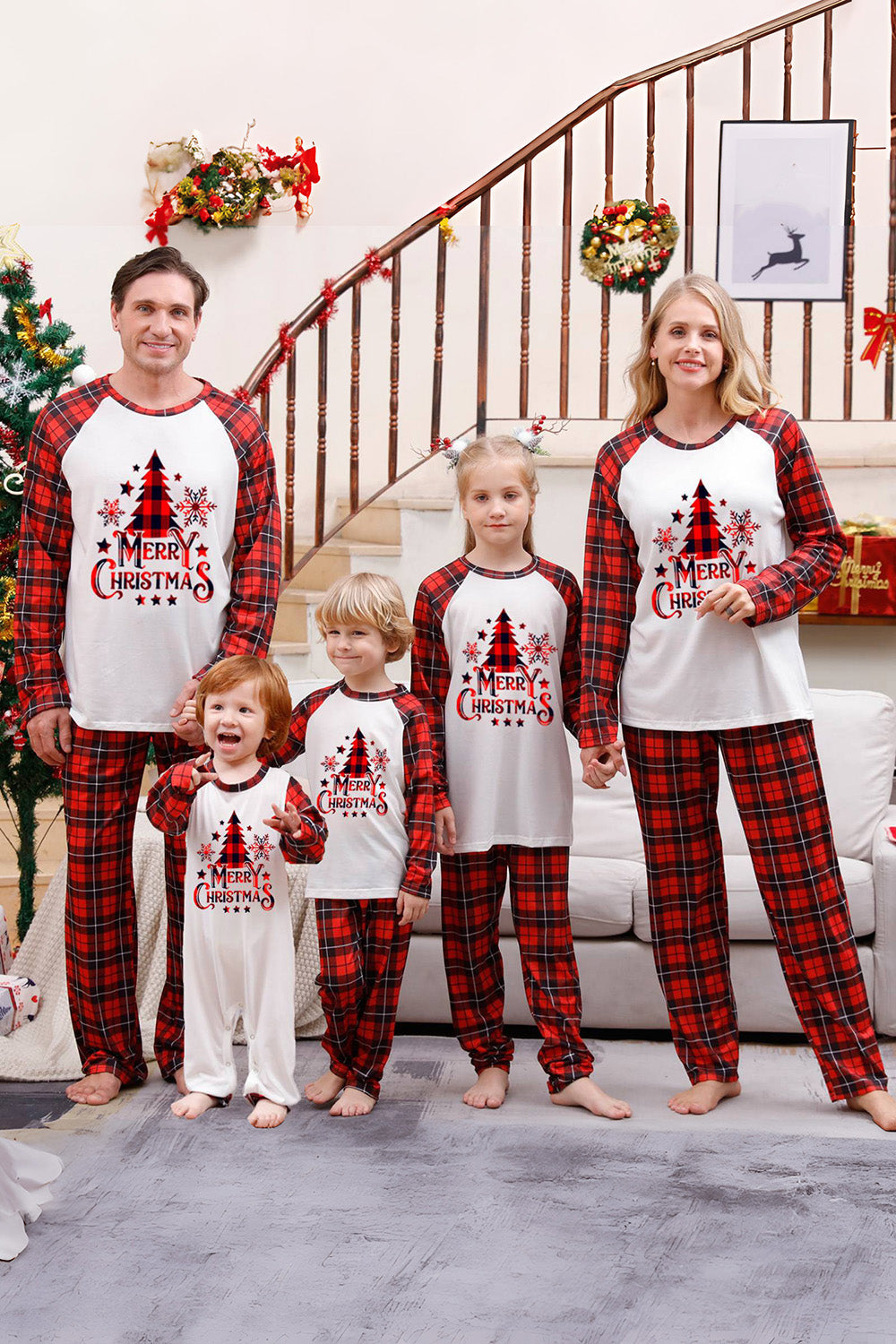 Plaid Matching Familie Kerst Pyjama Sets