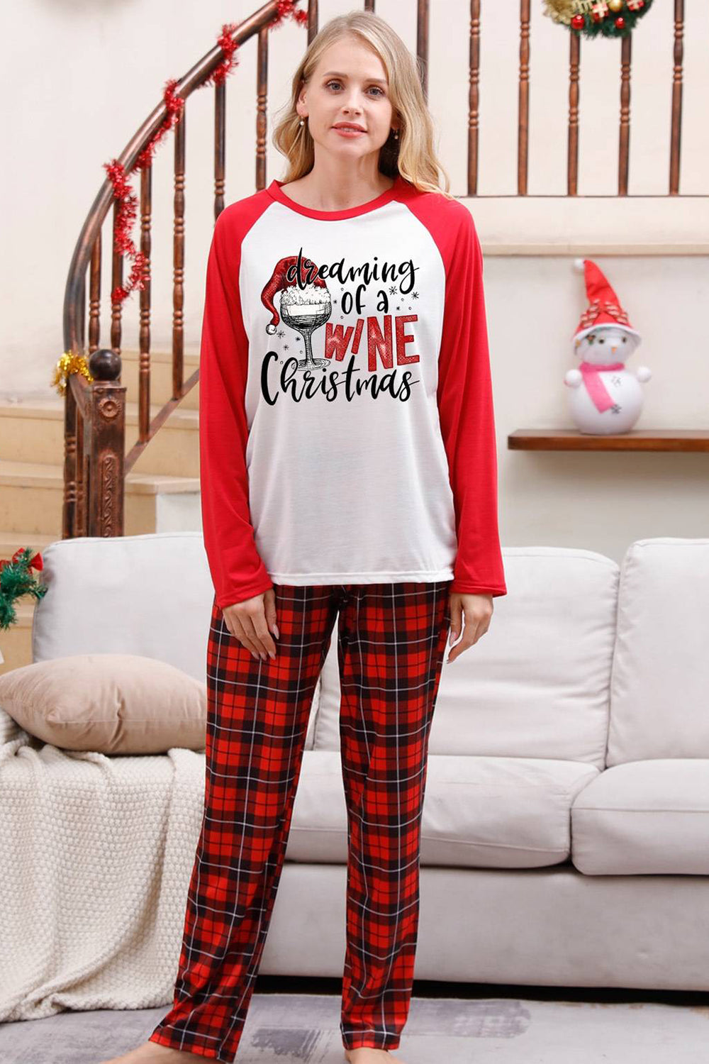 Rode geruite bijpassende familie kerst pyjama sets