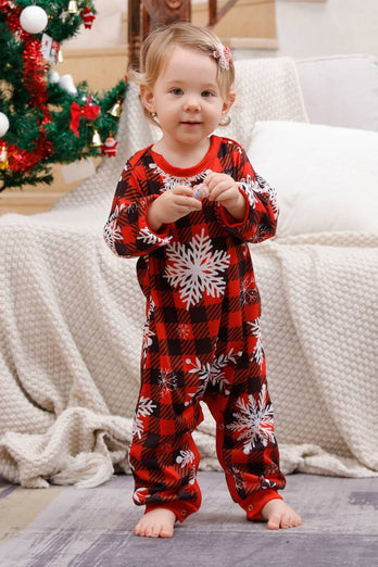 Plaid Matching Familie Kerst Pyjama met Sneeuwvlok