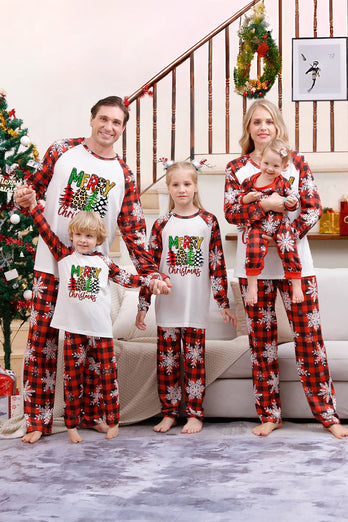 Plaid Matching Familie Kerst Pyjama met Sneeuwvlok