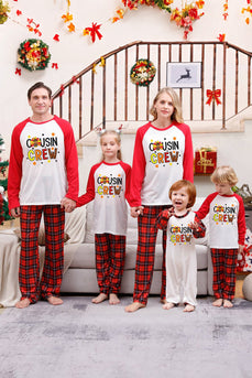 Rode Print Kerst Familie Bijpassende Nachtkleding Pyjama Sets met Plaid