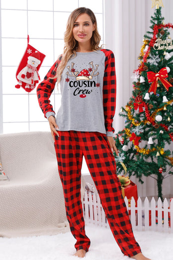 Print Familie Kerst Pyjama met Rode Plaid