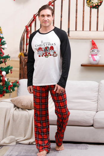 Lange mouwen geruite familie kerst pyjama