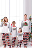 Print grijze lange mouwen bijpassende familie kerst pyjama