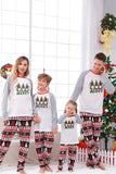 Print grijze lange mouwen bijpassende familie kerst pyjama