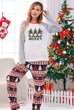 Print grijze lange mouwen bijpassende familie kerst pyjama