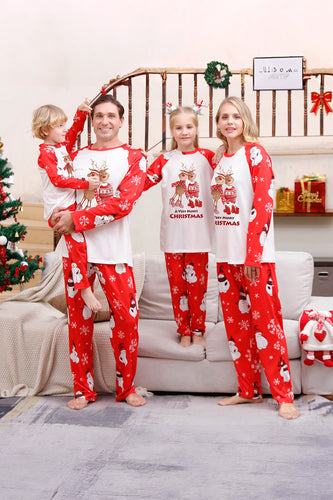 Sneeuwpop print rode kerst matching familie pyjama