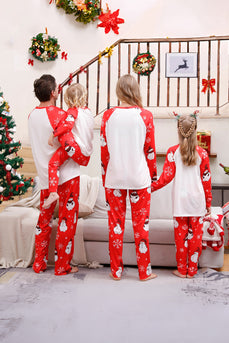 Sneeuwpop print rode kerst matching familie pyjama