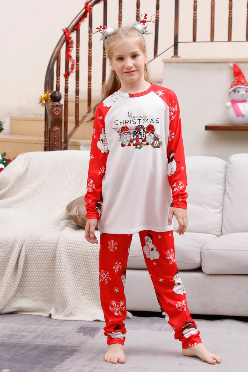 Afbeelding in Gallery-weergave laden, Sneeuwpop print rode kerst matching familie pyjama