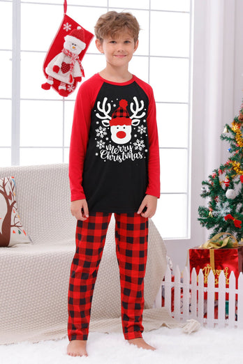 Rode Plaid Kerst Fmaily Print Pyjama Sets met Hond