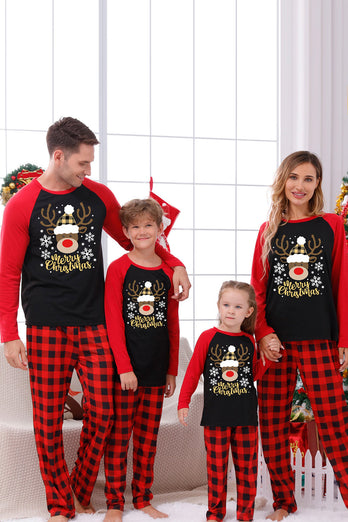 Rode Plaid Kerst Fmaily Print Pyjama Sets met Hond