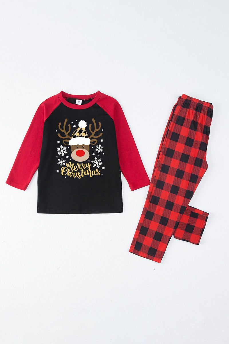 Afbeelding in Gallery-weergave laden, Rode Plaid Kerst Fmaily Print Pyjama Sets met Hond