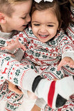 Kerstmis Familie Bijpassende Pyjama Set Grijs Patroon Pyjama