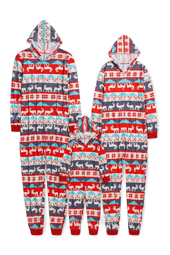 Grijze en rode patroon strepen Kerst Fmaily Pyjama Set