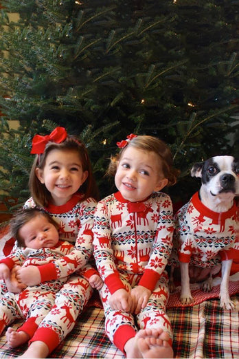 Red Deer Patroon Kerst Familie Bijpassende Pyjama Set