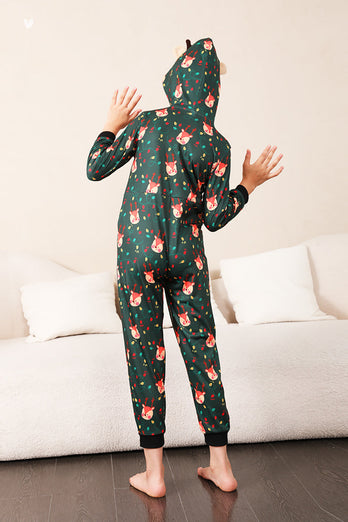 Donkergroene bedrukte familie kerst een stuk pyjama
