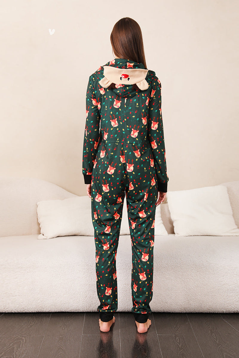 Afbeelding in Gallery-weergave laden, Donkergroene bedrukte familie kerst een stuk pyjama