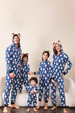 Sneeuwpop print blauw familie matching kerst een stuk pyjama