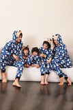 Sneeuwpop print blauw familie matching kerst een stuk pyjama