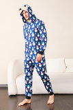 Sneeuwpop print blauw familie matching kerst een stuk pyjama