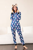 Sneeuwpop print blauw familie matching kerst een stuk pyjama