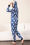 Sneeuwpop print blauw familie matching kerst een stuk pyjama