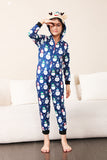 Sneeuwpop print blauw familie matching kerst een stuk pyjama