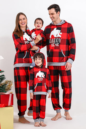 Kerstmis Familie Rode Grid Beer Print Pyjama Set