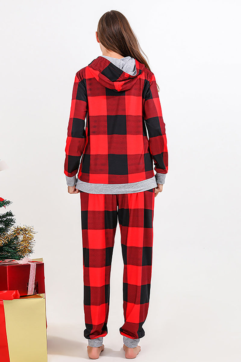 Afbeelding in Gallery-weergave laden, Kerstmis Familie Rode Grid Beer Print Pyjama Set