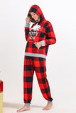 Kerstmis Familie Rode Grid Beer Print Pyjama Set