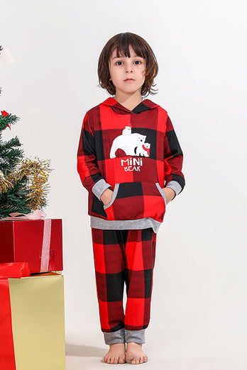 Kerstmis Familie Rode Grid Beer Print Pyjama Set