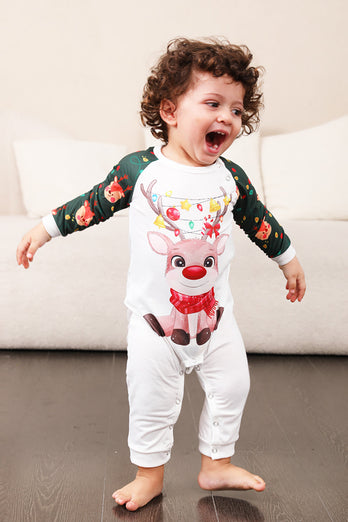 Donkergroene Herten Kerst Familie Pyjama Set