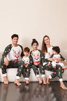 Donkergroene Herten Kerst Familie Pyjama Set