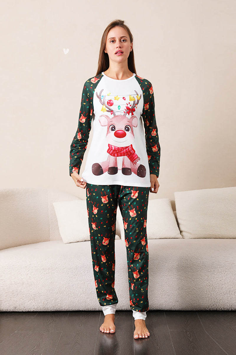 Afbeelding in Gallery-weergave laden, Donkergroene Herten Kerst Familie Pyjama Set