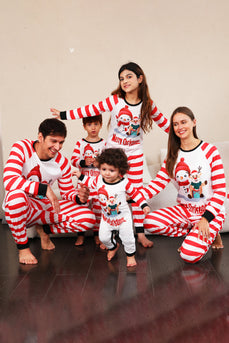Rode strepen Sneeuwpoppen Kerstmis Familie Pyjama Set